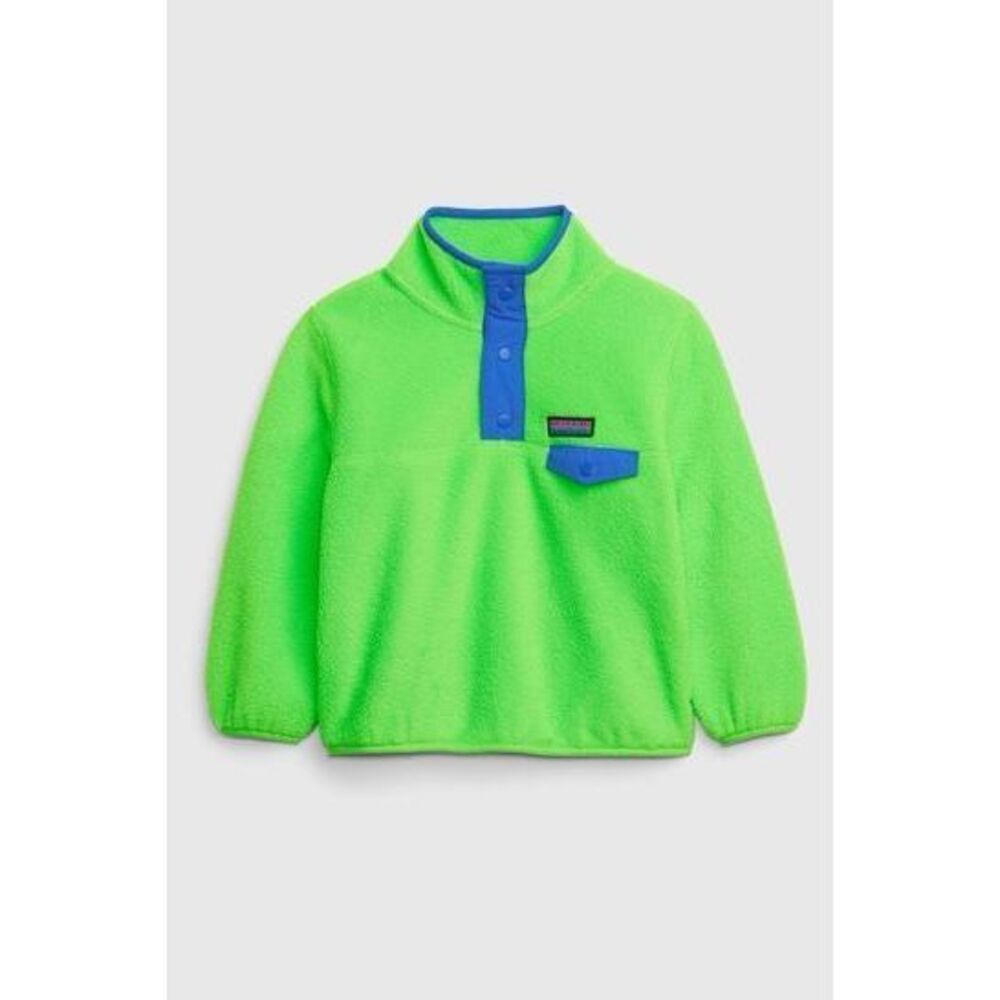 Gap 2T Kids Arctic Fleece Mockneck Pullover in electric green neon